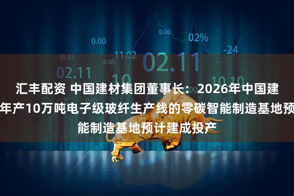汇丰配资 中国建材集团董事长：2026年中国建材巨石淮安年产10万吨电子级玻纤生产线的零碳智能制造基地预计建成投产